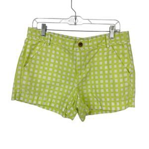 GAP Khaki Shorts Women size 6 Sunkissed Green Gingham 3.5 inseam